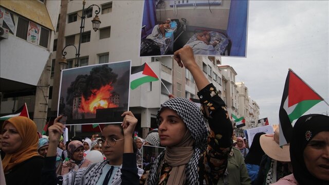 ۱۱۳ تظاهرات در ۵۶ شهر مراکش در حمایت از غزه