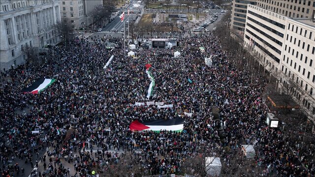 راهپیمایی دهها هزار نفری حمایت از مردم غزه در واشنگتن دی.سی راهپیمایی دهها هزار نفری حمایت از مردم غزه در واشنگتن دی.سی