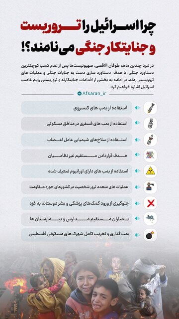 اینفوگرافیک/ چرا اسرائیل را تروریست و جنایتکار جنگی مینامند؟!