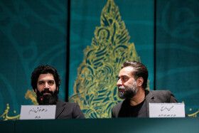 محسن دارسنج طراح  و چهره پرداز و ارسطو خوش رزم بازیگر فیلم صبح اعدام در نشست خبری سومین روز چهل و دومین جشنواره فیلم فجر