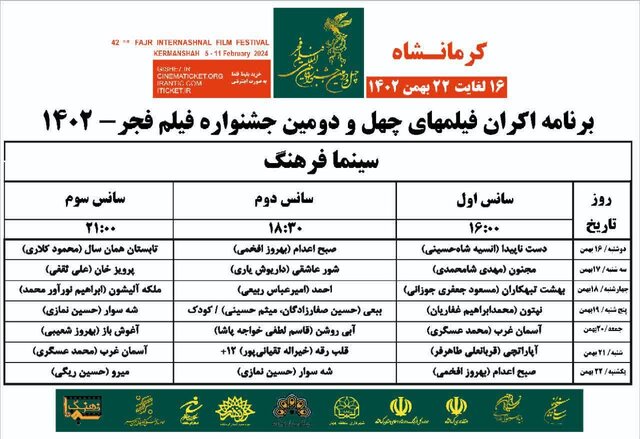 اکران ۱۸ فیلم جشنواره "فجر" در کرمانشاه + جدول اکران فیلمها