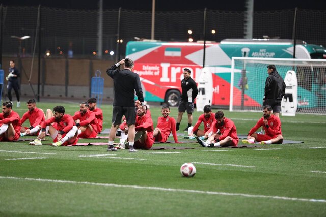 اولین تمرین تیمملی پیش از بازی با قطر/ آندو فریاد قهرمانی سر داد