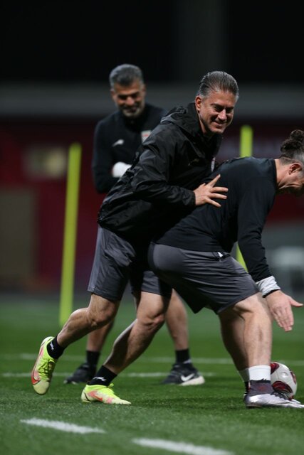 اولین تمرین تیمملی پیش از بازی با قطر/ آندو فریاد قهرمانی سر داد