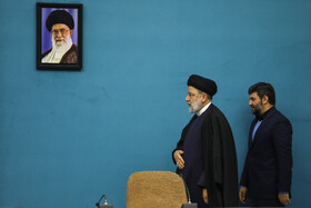  حجت الله عبدالملکی، دبیر شورای عالی مناطق آزاد و سید‌ابراهیم رئیسی، رئیس‌جمهور در نشست با مدیران مناطق آزاد ویژه اقتصادی