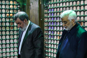 سعید جلیلی و محسن رضایی در مراسم تجدید میثاق اعضای مجمع تشخیص مصلحت نظام با امام راحل