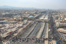 تصاویر هوایی از راهپیمایی ۲۲ بهمن در قم