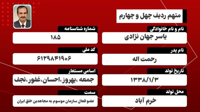 معرفی متهمان دادگاه منافقین/ یاسر جهاننژادی؛ متهم ردیف چهلوچهارم معرفی متهمان دادگاه منافقین/ یاسر جهاننژادی؛ متهم ردیف چهلوچهارم