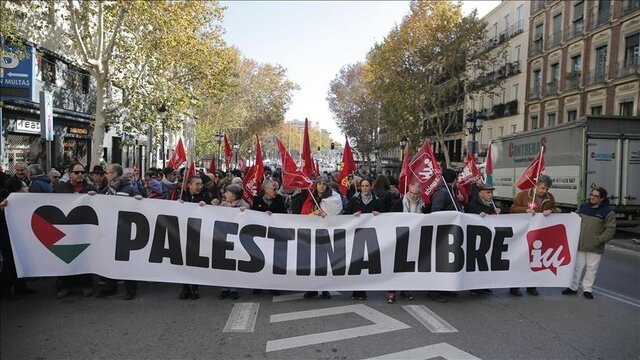 تظاهرات هزاران اسپانیایی در حمایت از فلسطین 