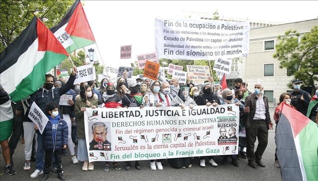 تظاهرات هزاران اسپانیایی در حمایت از فلسطین 
