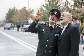 احمد وحیدی وزیر کشور و سردار احمدرضا رادان فرمانده فراجا  در حاشیه مراسم دانش‌آموختگی دانشجویان دانشگاه علوم انتظامی 