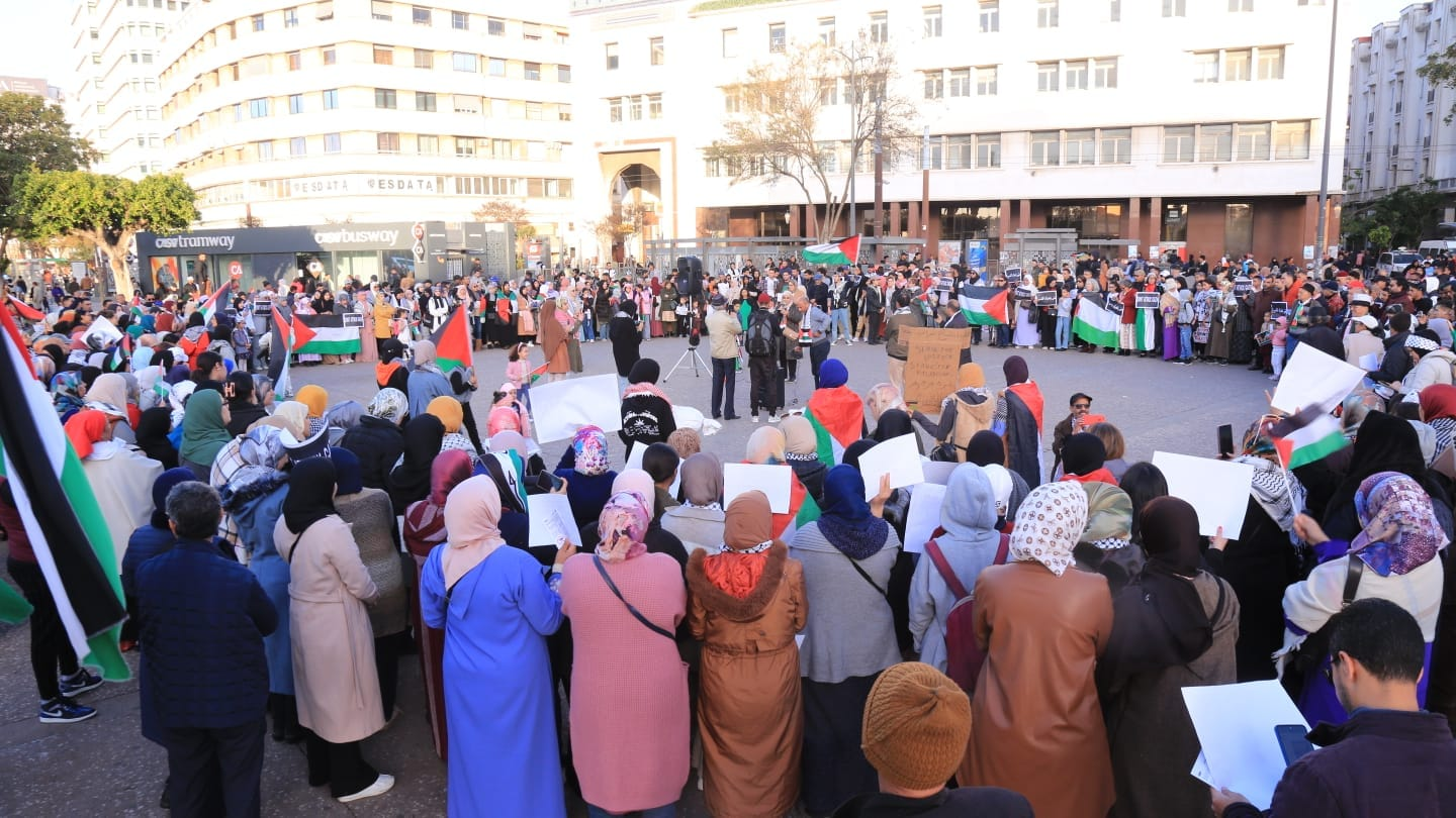تظاهرات زنان مراکش در حمایت از فلسطینی‌ها