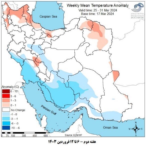 پیشبینی بارشهای نرمال و بیش از حد نرمال تا اوایل اردیبهشت در کشور