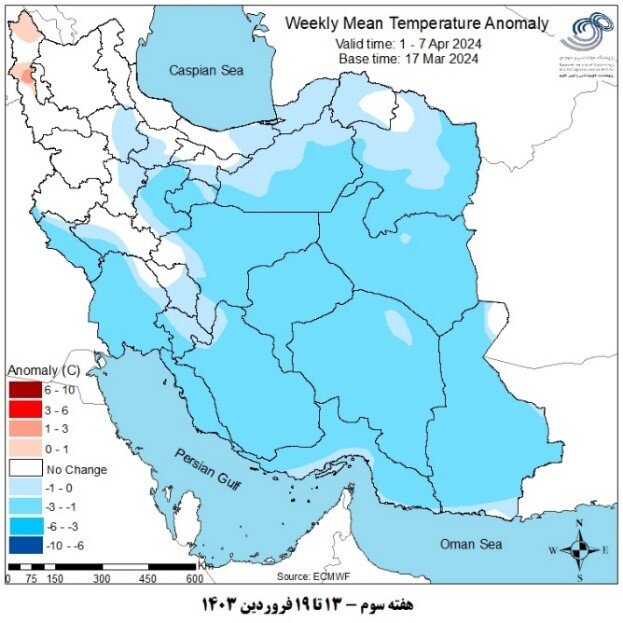 پیشبینی بارشهای نرمال و بیش از حد نرمال تا اوایل اردیبهشت در کشور