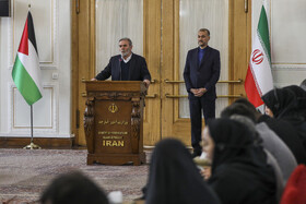 نشست خبری زیاد النخاله، دبیرکل جنبش جهاد اسلامی فلسطین در پاپان دیدار با حسین امیرعبدالهیان، وزیر امور خارجه