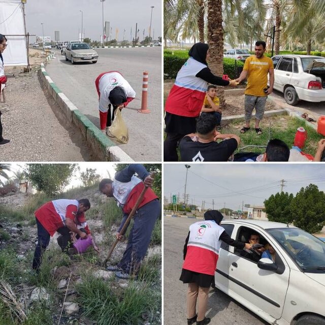 عکس تزئینی است ارائه خدمات در  طرح ملی خدمات بشردوستانه به مسافرین نوروزی در تنگستان