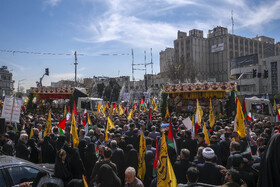 تشییع پیکر شهدای حمله رژیم صهیونیستی به کنسولگری ایران در سوریه همزمان با مراسم راهپیمایی روز جهانی قدس در تهران -۴