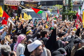 تشییع پیکر شهدای حمله رژیم صهیونیستی به کنسولگری ایران در سوریه همزمان با مراسم راهپیمایی روز جهانی قدس در تهران -۴