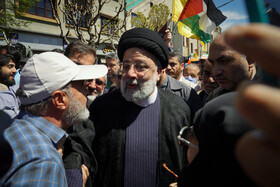  سید ابراهیم رییسی رییس جمهور در مراسم راهپیمایی روز جهانی قدس در تهران