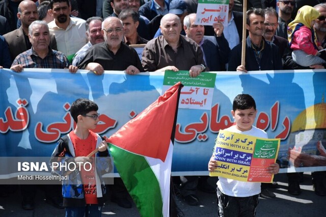 حضور باشکوه مردم روزه دار شهرستان آستارا در راهپیمایی روز قدس