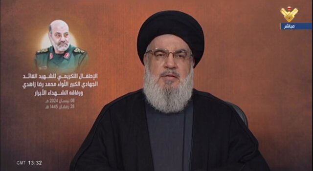 آغاز سخنرانی سیدحسن نصرالله به مناسبت بزرگداشت شهدای حمله به کنسولگری ایران در دمشق آغاز سخنرانی سیدحسن نصرالله به مناسبت بزرگداشت شهدای حمله به کنسولگری ایران در دمشق