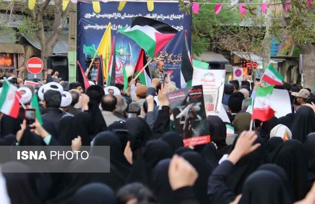 اجتماع مردم خوی در حمایت از پاسخ سپاه به شرارتهای رژیم صهیونیستی