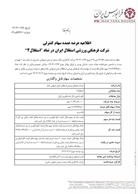 ۳ اردیبهشت، تاریخ واگذاری استقلال و پرسپولیس