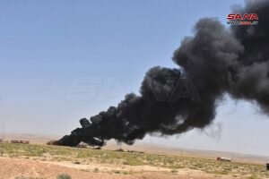 آتش سوزی در خط انتقال نفت در حمص سوریه
