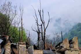 روستای امام زاده ابراهیم در گیلان پس از آتش سوزی