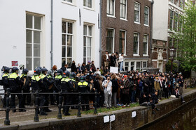 تجمع دانشجویان طرفدار فلسطین در آمستردام هلند