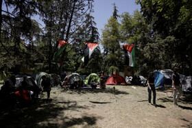 تجمع دانشجویان طرفدار فلسطین در دانشگاه گرانادا-اسپانیا