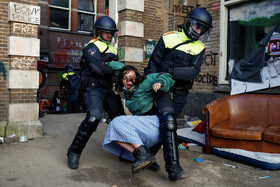 سرکوب دانشجویان حامی فلسطین در دانشگاه آمستردام هلند توسط پلیس
