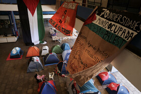 تجمع دانشجویان دانشگاه سائوپائولو برزیل در حمایت از مردم غزه