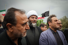 حجت الاسلام محمد قمی در مراسم استقبال از پیکر شهید آیت الله سیدابراهیم رییسی رییس جمهور ایران و یاران شهیدش (شهدای خدمت) در فرودگاه مهرآباد