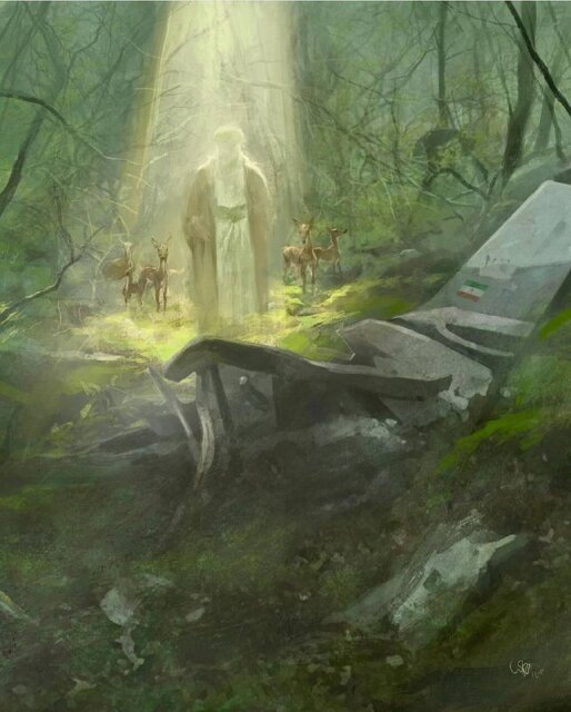 نقاشی حسن روحالامین برای شهید رئیسی