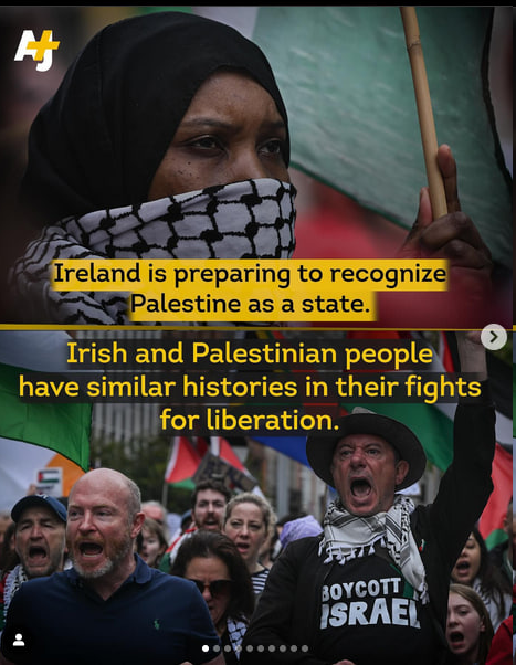 شباهت مبارزات آزادی‌خواهانه ملت‌های فلسطین و ایرلند