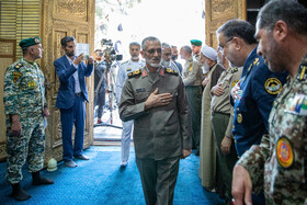 سردار سرتیپ محمد شیرازی رئیس دفتر نظامی مقام معظم رهبری در مراسم بزرگداشت شهدای خدمت 