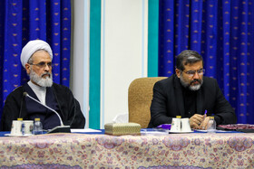 محمدمهدی اسماعیلی، وزیر ارشاد و علیرضا اعرافی در جلسه شورای عالی انقلاب فرهنگی