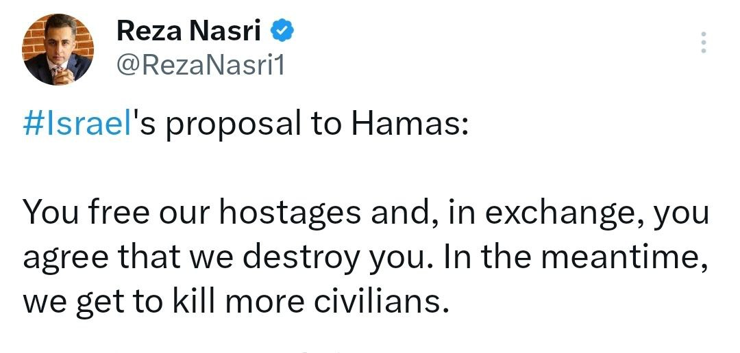 پیشنهاد اسرائیل به حماس: شما گروگان‌های ما را آزاد می‌کنید و ما شما را نابود می‌کنیم!