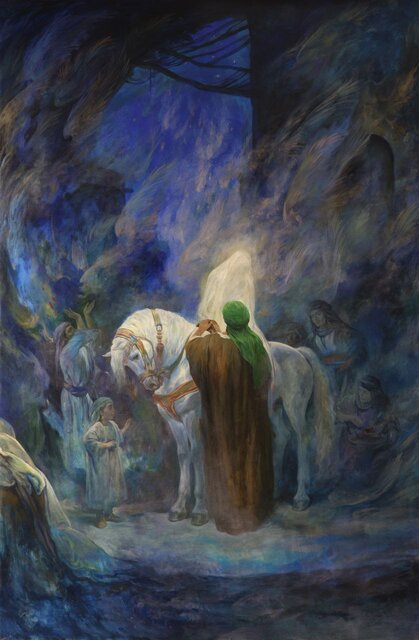 ماجرای ازدواج حضرت علی(ع) و حضرت زهرا(س) در تابلوی جدید حسن روحالامین