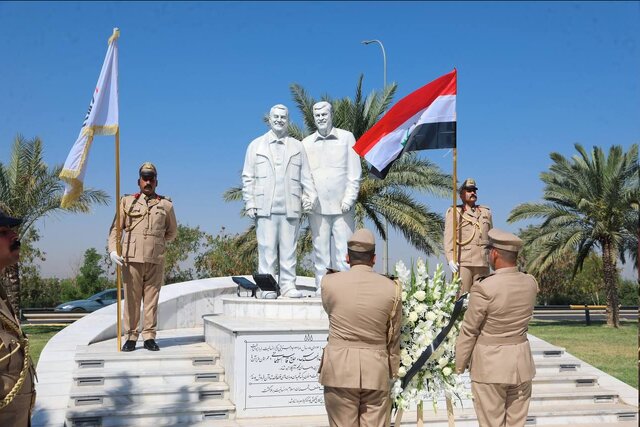 حضور باقری در یادمان شهیدان، سردار سلیمانی و ابو مهدی المهندس در  نزدیکی فرودگاه بغداد