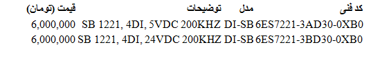 لیست قیمت PLC 1200 زیمنس