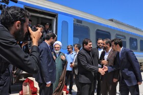 افتتاح راه‌آهن رشت - بندرکاسپین با حضور محمد مخبر، سرپرست نهاد ریاست جمهوری