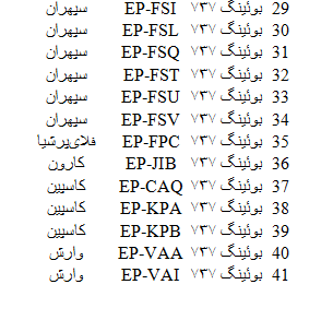 هواپیماهای مسافربری فعال کشور کداماند