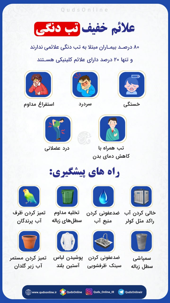 اینفوگرافیک/علائم خفیف تب دنگی و راههای پیشگیری از آن