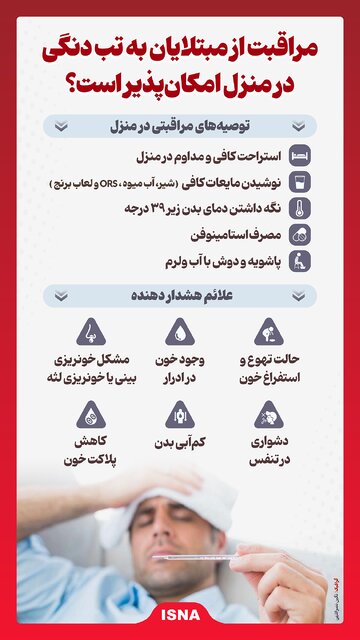 اینفوگرافیک/ مراقبت از مبتلایان به تب دنگی در منزل امکانپذیر است؟