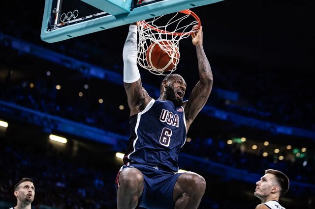 قدرتنمایی بسکتبال آمریکا در المپیک/ طوفان جیمز و دورنت، یوکیچ را برد