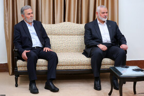 دیدار  اسماعیل هنیه رئیس دفتر سیاسی حماس و زیاد النخالة دبیرکل جنبش جهاد اسلامی فلسطین با رهبر معظم انقلاب