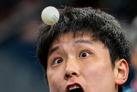 مسابقه نوشاد عالمیان و هاریموتو از ژاپن در مرحله یک شانزدهم نهایی تنیس روی میز المپیک ۲۰۲۴ پاریس