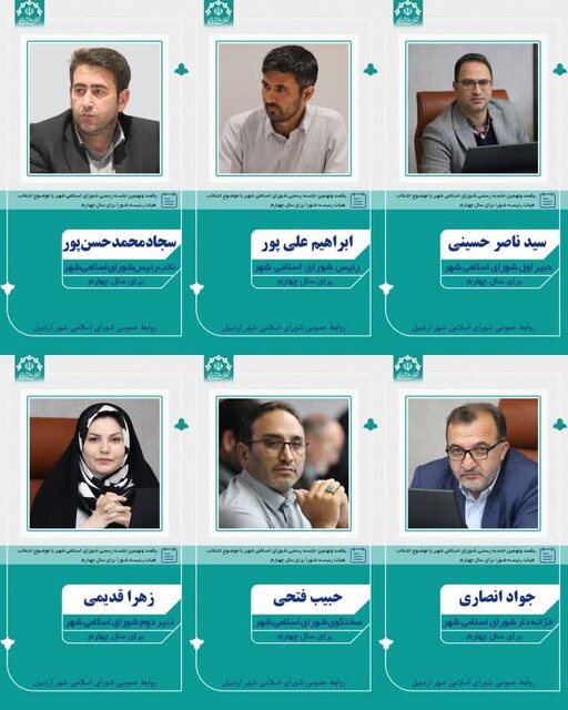 هیأت رییسه جدید شورای شهر اردبیل انتخاب شدند هیأت رییسه جدید شورای شهر اردبیل انتخاب شدند