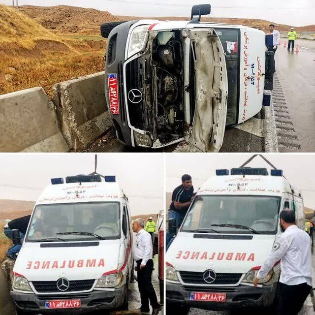 واژگونی آمبولانس در محور آشخانه-بجنورد حین اعزام بیمار به بیمارستان واژگونی آمبولانس در محور آشخانه-بجنورد حین اعزام بیمار به بیمارستان